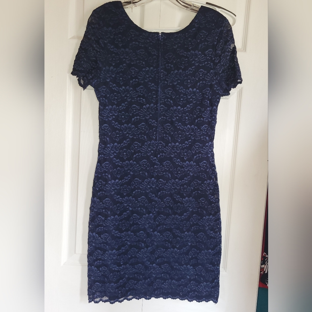 Scarlet Elegant Navy Lace Dress Shortsleeve Size 13